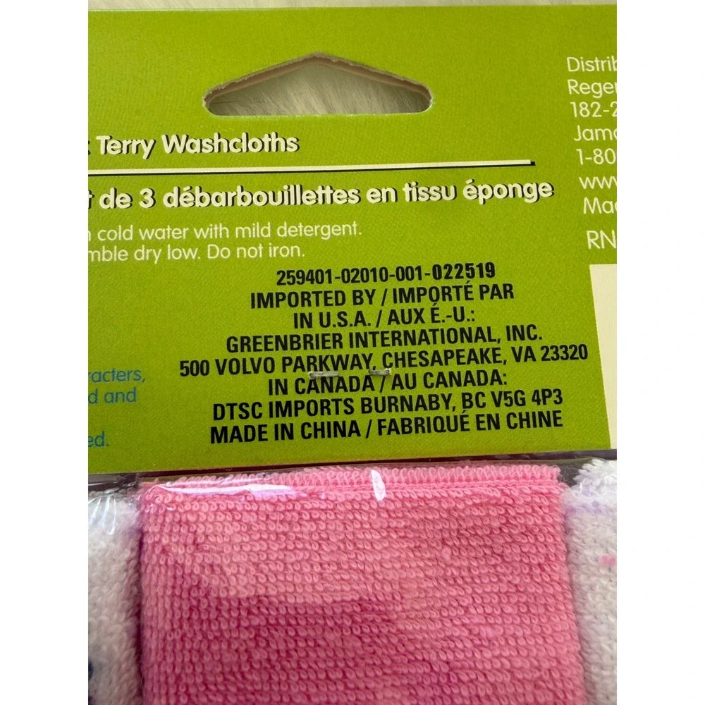 Sesame Street Sesame Beginnings Baby Terry Washcloths 3 Pack Elmo Pink SB91578